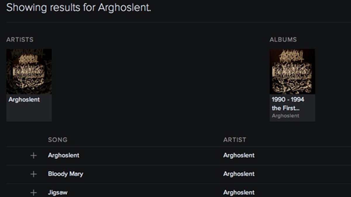 Arghoslent är ett av de band som finns kvar på Spotify. 